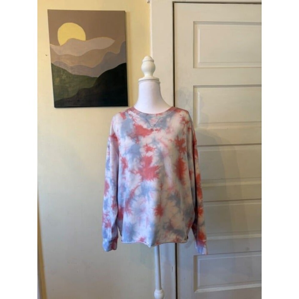 Eddie Bauer womans sweatshirt tie die crew neck hoodie long sleeve soft